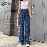 Tavimart Cyber Y2K Aesthetic Blue Tiger Pattern Baddie Wide - Leg Jeans For Women