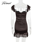 Tavimart Dresses For Women Summer Bodycon Evening Party Sexy Vintage Ruffle Dress Chiffon Sleeve