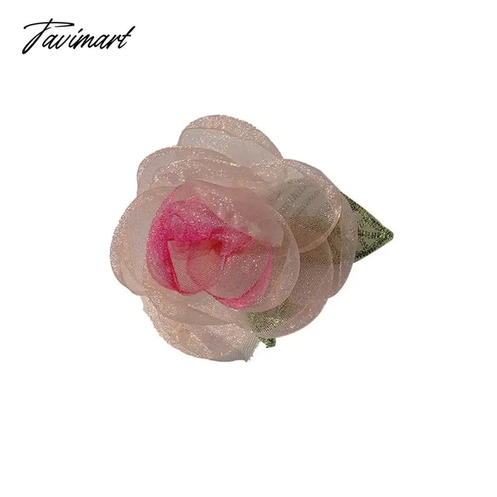 Tavimart - Dried Rose Hairpin With Pink Flower Girl’s Wristband Hair Bangs Style Use For Side