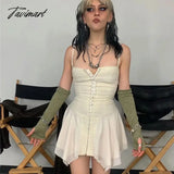 Tavimart E - Girl Aesthetics Cute Irregular Hem Backless Mini Dress Grunge Y2K Fairy Front Hook