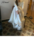 Tavimart Elegant Dress For Women Long Sleeve French Style Vintage Slim Midi Fairycore Bow O Neck