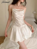Tavimart Elegant Dress For Women Sleeveless French Style Fashion Slim Mini Fairycore Spaghetti