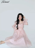 TAVIMART  -  French Socialite Banquet Party Dress Women's Summer New High Quality Pleated Bow Sleeves Strapless Sling Slim-Fit Hip Skirt
