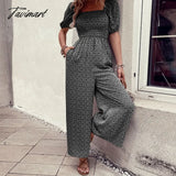 Tavimart Elegant Floral Print Jumpsuit For Summer Women Rompers New Square Neck Elastic Short Puff