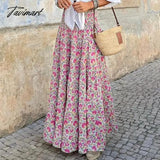 Tavimart Elegant Graphic Print Skirt For Women Summer Beach High Waist A - Line Long Skirts
