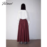 Tavimart Elegant High Waist Loose Skirt Gentle Vintage Japan Style Long Temperament Office Lady