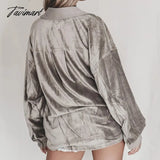 Tavimart Elegant Lapel Solid Jackets Autumn Winter Velvet Single - Breasted Loose Casual Jacket
