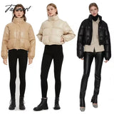 Tavimart Elegant Long Sleeve Khaki Coat Fur Women Autumn Winter Solid Color Sweet Vintage Loose