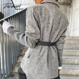 Tavimart Elegant Office Lady Commute Retro Overcoat Women Winter Single - Breasted Woolen Coat