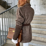 Tavimart Elegant Office Lady Commute Retro Overcoat Women Winter Single - Breasted Woolen Coat