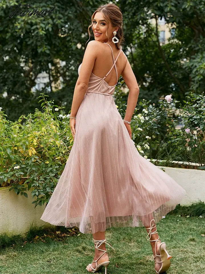 Tavimart Elegant Party Dresses For Women Sexy Backless Female Maxi Dress Summer Sleeveless