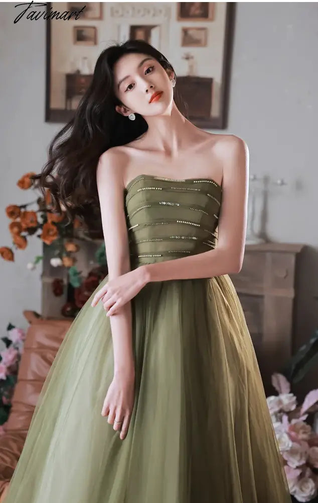 Tavimart - Elegant Sage Green Evening Dresses Robe Luxurious Turkish Formal Prom Gowns Special