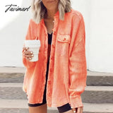 Tavimart Elegant Solid Color Ribbed Tops Lady Jackets Autumn Winter Fashion Breasted Button Women
