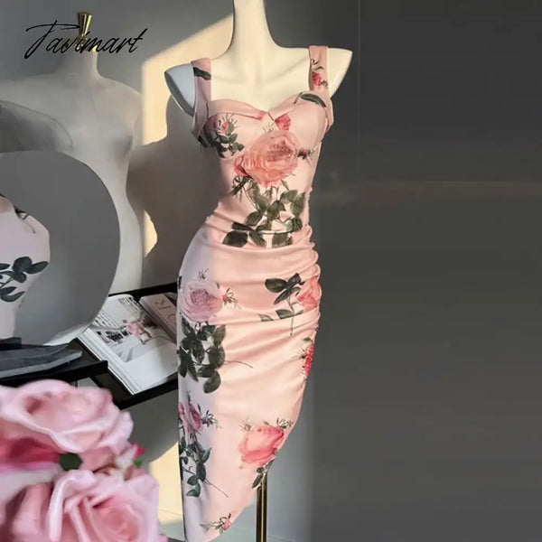 Tavimart - Elegant Sophisticated Socialite Dresses Light Mature Royal Sister Floral Dress Salt