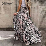 Tavimart Elegant Temperament Flowy Irregular Draped Ruffle Skirt Spring Summer New Flower Print