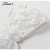 Tavimart Embroidery Lace White Dress Up Square Collar Ruffles Vintage Princess Dresses Summer