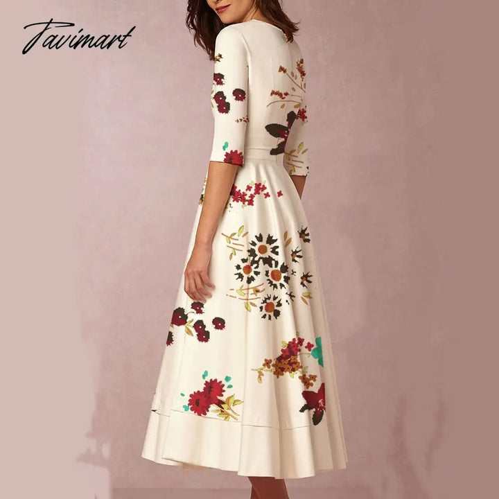 Tavimart Europe And The United States In Summer New Women’s Fashion Printing V - Neck Dresses