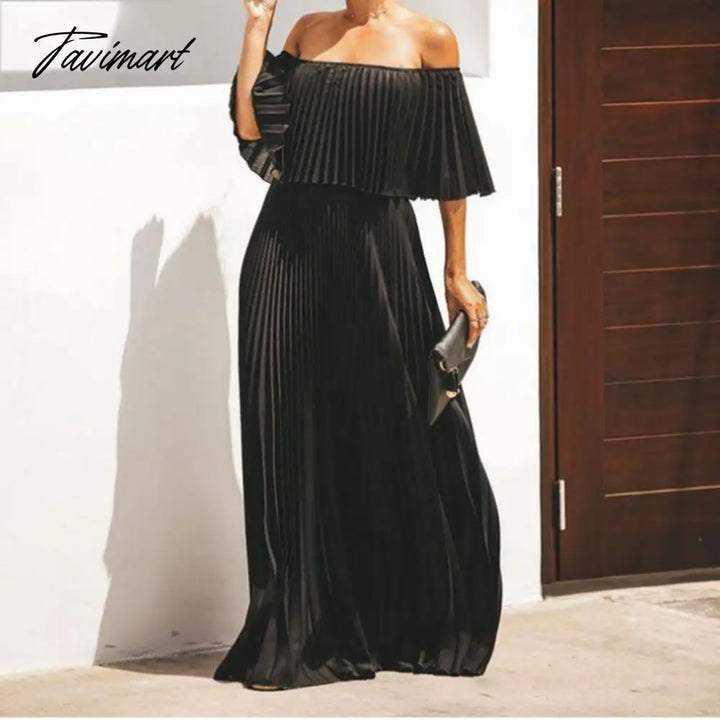 Tavimart European And American Spring New Women’s Fashion Sexy Strapless Solid Color One Shoulder