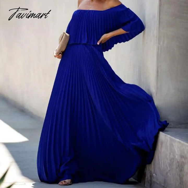 Tavimart European And American Spring New Women’s Fashion Sexy Strapless Solid Color One Shoulder