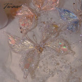 Tavimart Fairy Crystal Hairpin Large Butterfly Tassel Side Clip Delicate Sweet Colorful Glitter