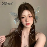 Tavimart - Fairy Ear Headwear Crystal Hairpin Butterfly Tassel Side Clip Delicate Bridal Wedding