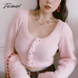Tavimart Fall Long Sleeve Top Woman Sweaters Korean Knitted Cropped Cardigan Women Christmas
