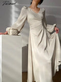 Tavimart Fashion Elegant Casual Women Long Dress Vintage A - Line Party Prom Solid Birthday