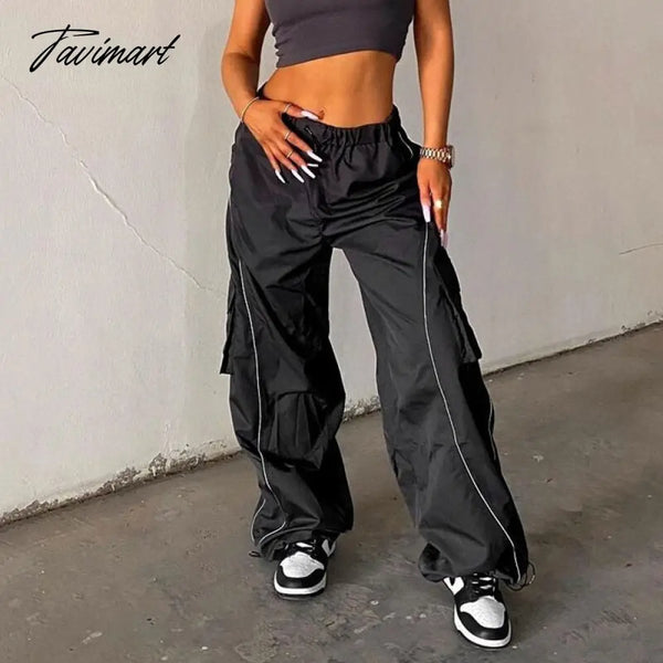 Tavimart Fashion Lady Stitch Color Loose Sweatpants Women Joggers Summer High Waist Drawstring 2Yk