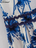 Tavimart Fashion Long Skirt Women Indie Folk Floral Print High Waist A - Line Loose Cascading Skirts