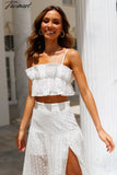 Tavimart Fashion Off Shoulder White Corset Sexy Beach Mesh Dress Female Stitching Ruched Elegant