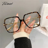 Tavimart Fashion Oversized Square Eyewear Retro Womens Light Bloking Metal Frame Glasses Trend