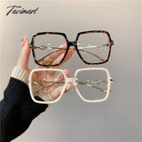 Tavimart Fashion Oversized Square Eyewear Retro Womens Light Bloking Metal Frame Glasses Trend Optical Computer Eyeglasses