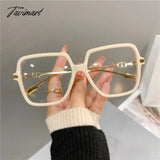 Tavimart Fashion Oversized Square Eyewear Retro Womens Light Bloking Metal Frame Glasses Trend