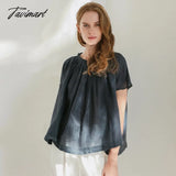 Tavimart Fashion Oversized T - Shirt Ruched O - Neck Casual Loose Short Sleeve T - Shirts Retro