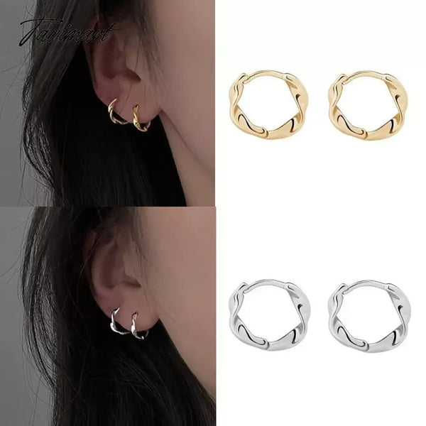 Tavimart Fashion Simple Small Hoop Earrings For Women Trend Twist Metal Circle Geometric Round