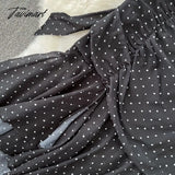 Tavimart Fashion Women Vintage Polka Dot Skirts Suit Chiffon Shorts Shirts Tops High Waist Saya 2