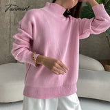 Tavimart Female O - Neck Sweater Fall Winter Knitted Pullovers Women Casual Basic Knitwear Long