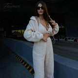 Tavimart Fleece Tracksuits Women’s Winter Set Fashion Streetwear Y2K Casual Bra Vest Sweatpants