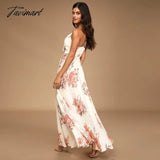 Tavimart Floral Elegant Maxi Dresses For Women Backless Split Sexy Robe Female Clothing Summer Prom