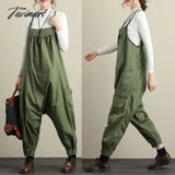 Tavimart Free Shipping New Fashion Ladies Overalls Cotton Loose Jumpsuits And Rompers Embroidery