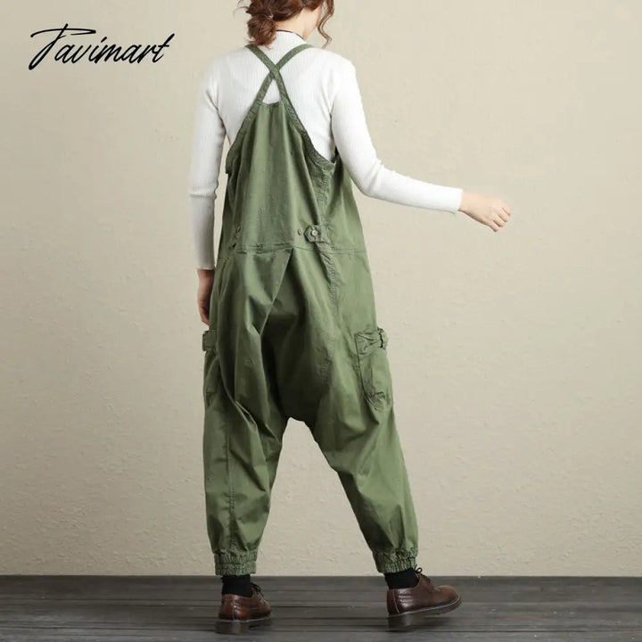 Tavimart Free Shipping New Fashion Ladies Overalls Cotton Loose Jumpsuits And Rompers Embroidery