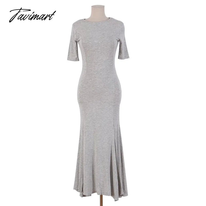 Tavimart Free Shipping New Fashion Plus Size Xs - 10Xl Long Maxi Dress Summer Spring Short Sleeve