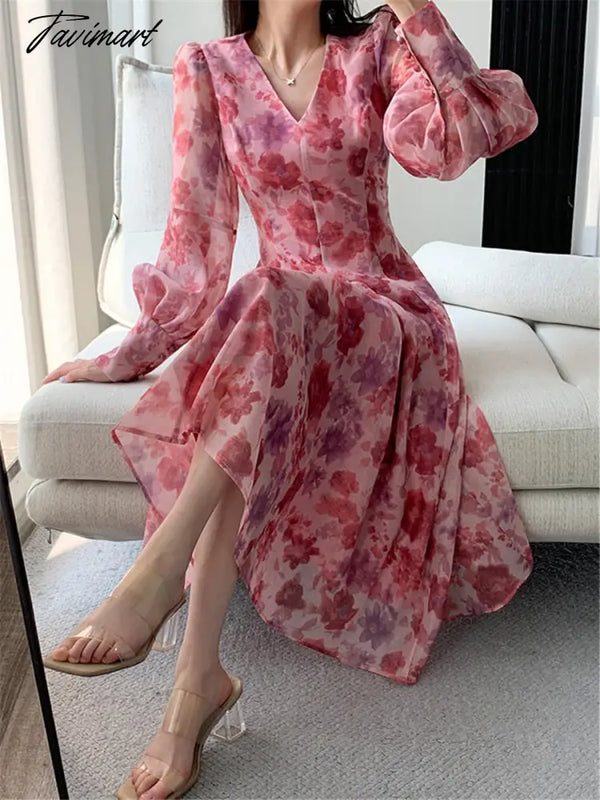 Tavimart French Elegant Dress Summer New Women Party Casual Evening Prom Vestidos Female Fashion