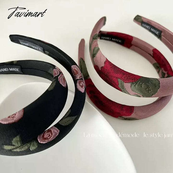 Tavimart - French Retro Rose High Skull Top Hair Sponge Increases The Of All - Match New Hairpin