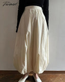 Tavimart French Romantic Temperament Skirt Lantern Half Skirts For Women Loose Thin Long Dress