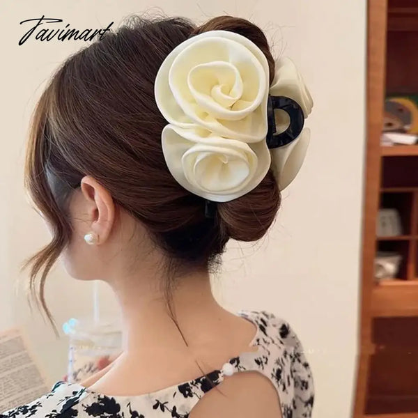 Tavimart French Rose Hair Claw Clips Temperament Elegant Hairpin Women Princess Headdress Fashion