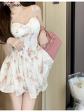 Tavimart French Sexy Spicy Girl Slim Cut Floral Suspender Dress Summer Women’s Clothing Waist