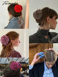 Tavimart French Vintage Rose Hairpin Women’s Advanced Temperament Backward Shark Headwear Sweet