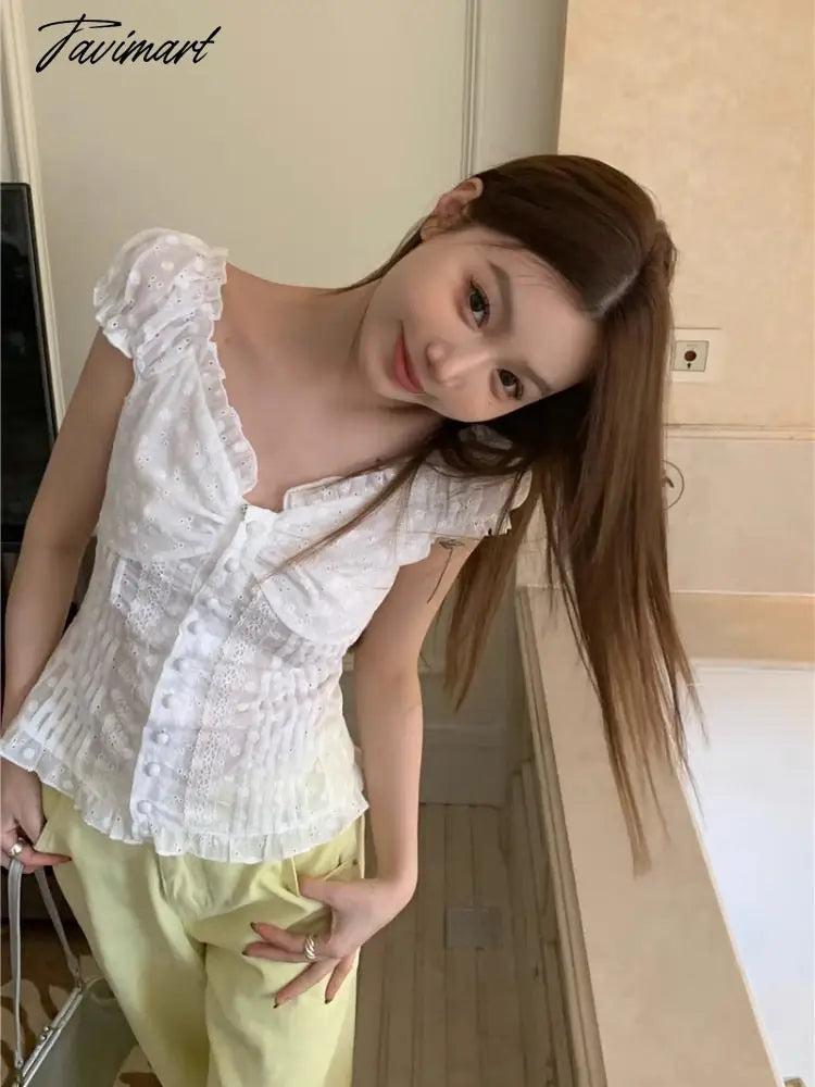 Fungus Edge Puff Sleeve Short Shirt