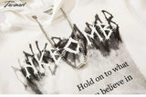 Tavimart Gothic Angel Print Oversize Chain Hoddie Women Punk Streetwear Harajuku Hip Hop Sweatshirt